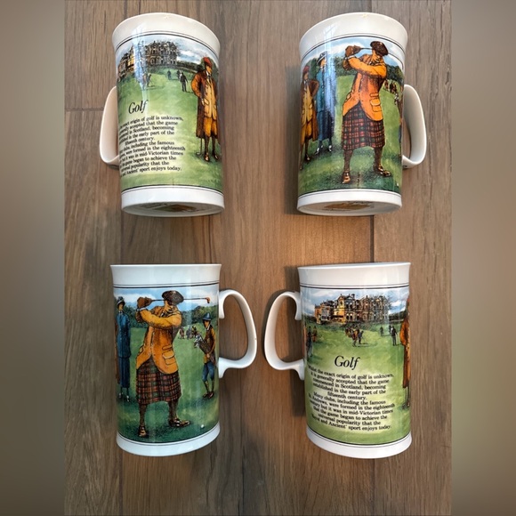 Dunoon Fine Bone China Golf Coffee Tea Cup Mug set Made In England - Picture 1 of 12